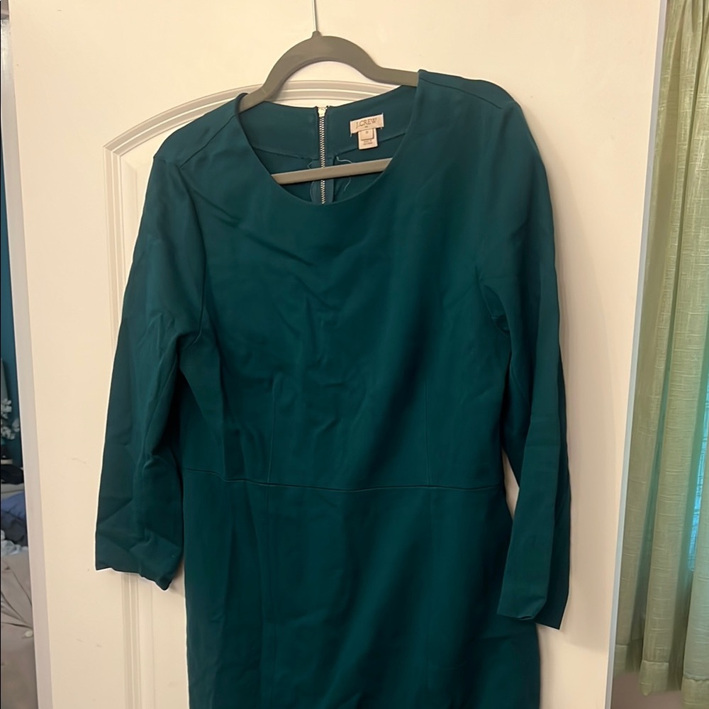 J. Crew Green Sheath Dress Long Raglan Sleeve